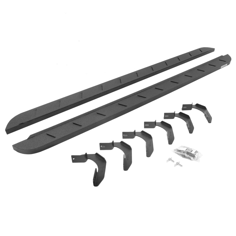 GOR RB10 Slim Running Boards - Go Rhino 04-14 Ford F-150 Super Cab 4DR RB10 Slim Running Boards Kit (w/Brackets) - Bedliner Coating
