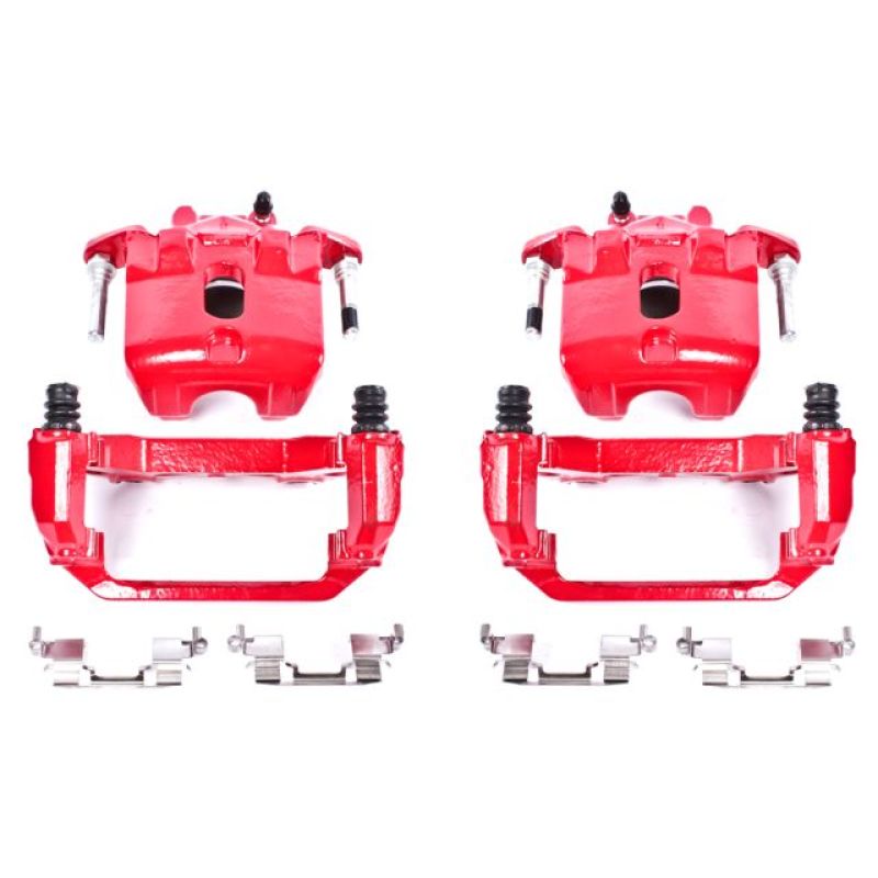 PSB Red Calipers - Power Stop 03-07 Nissan Maxima Front Red Calipers w/Brackets - Pair