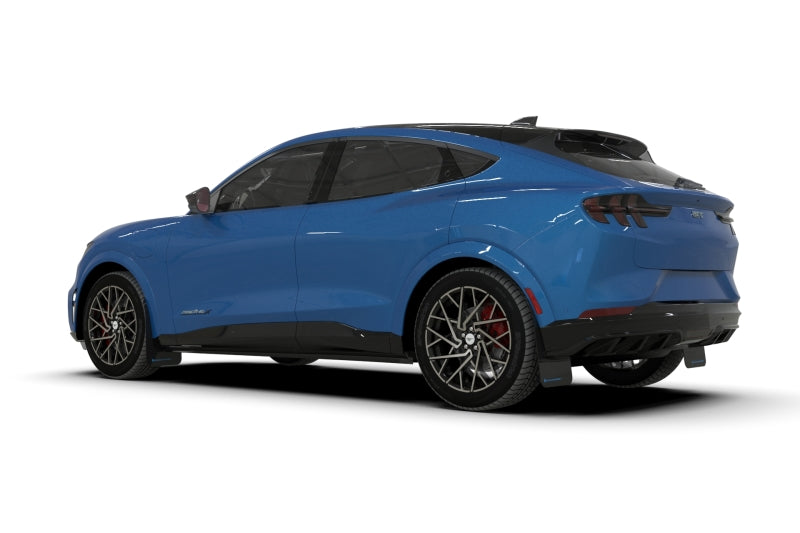 RAL UR Blk Flap/Wht Logo - Rally Armor 21-26 Ford Mustang Mach-E/GT/Rally Black Mud Flap w/White Logo