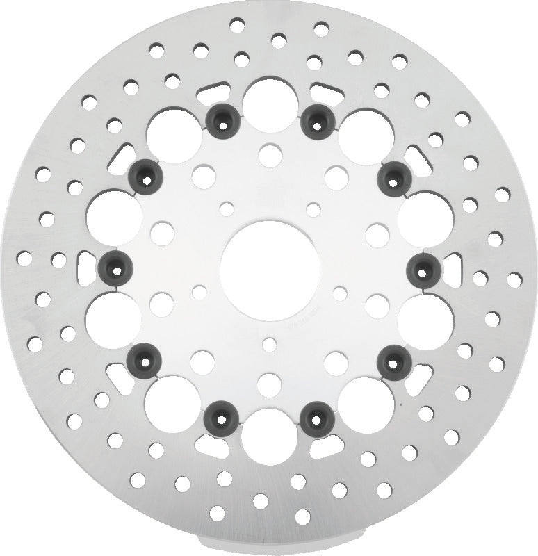 TWP Brake Rotors - Twin Power 08-13 FLH FLT 08-16 FLHR 6-17 DYNA Front 11.8 Floating Rotor With Holes Silver