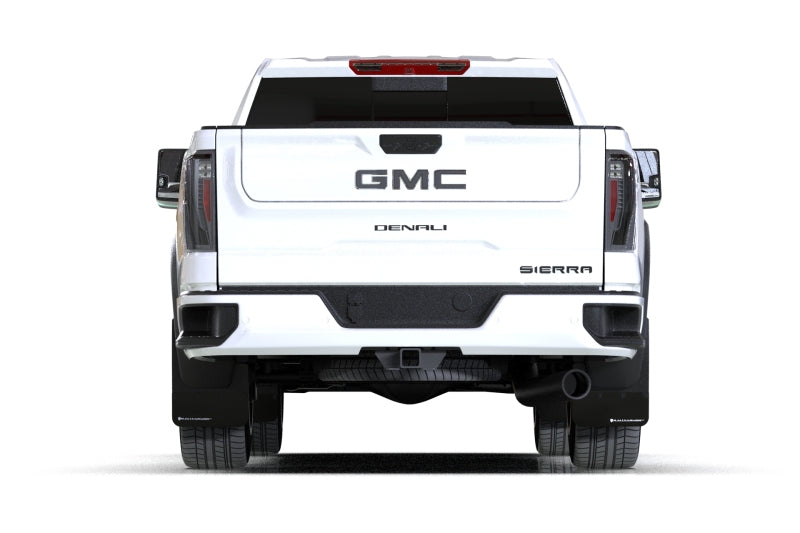 RAL Basic Blk Flap/Blk Logo - Rally Armor 20-26 GMC Sierra 2500/3500 HD Denali Black Mud Flap w/Metallic Black Logo