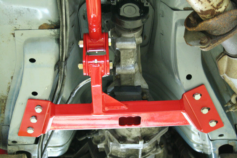 UMI Crossmember Reinforcements - UMI Performance 82-92 GM F-Body Tunnel Mounted Trq. Arm Fits T5 TH350- No Loop - Red