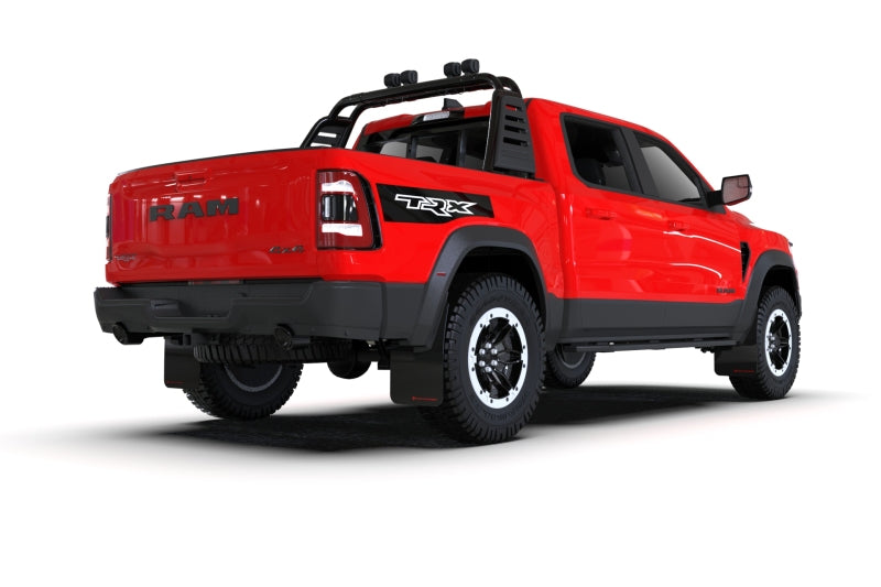 RAL UR Blk Flap/Wht Logo - Rally Armor 21-25 Dodge Ram 1500 TRX Black UR Mud Flap - White Logo