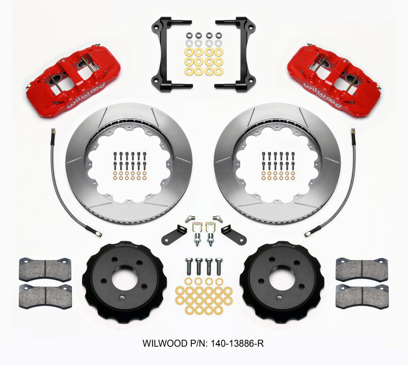 WIL Aero Brake Kit - Wilwood AERO6 Front Hat Kit 14.00 Red 15-23 Mustang w/Lines