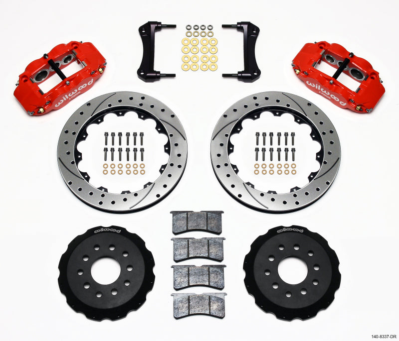 WIL Superlite Brake Kit - Wilwood Narrow Superlite 6R Front Hat Kit 12.88in Drill Red 88-93 Corvette C4