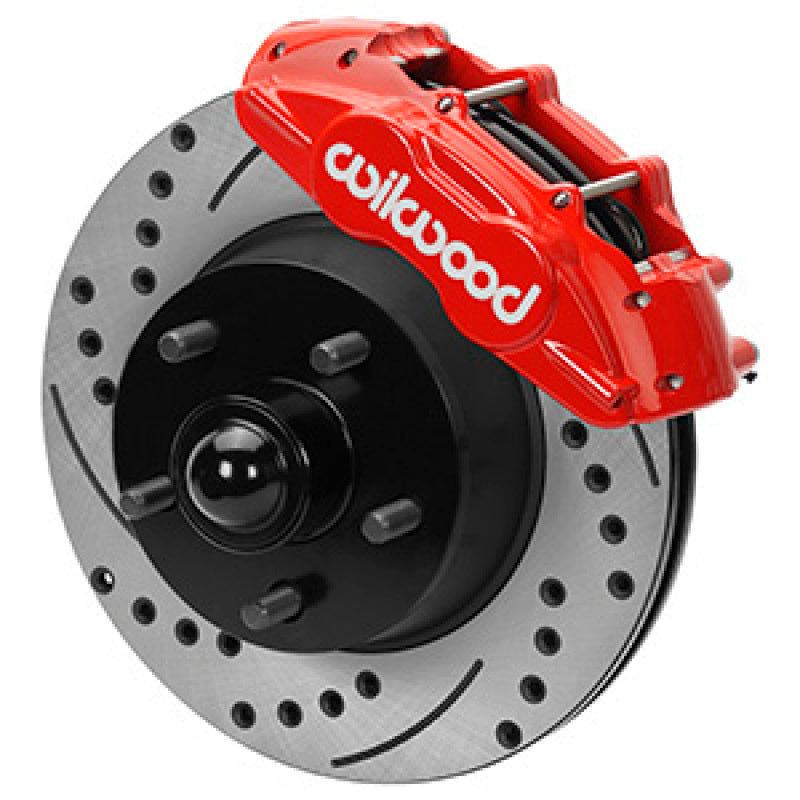 WIL D11 Brake Kits - Wilwood 65-67 Ford Mustang D11 11.29 in. Brake Kit w/ Flex Lines - Drilled Rotors (Red)