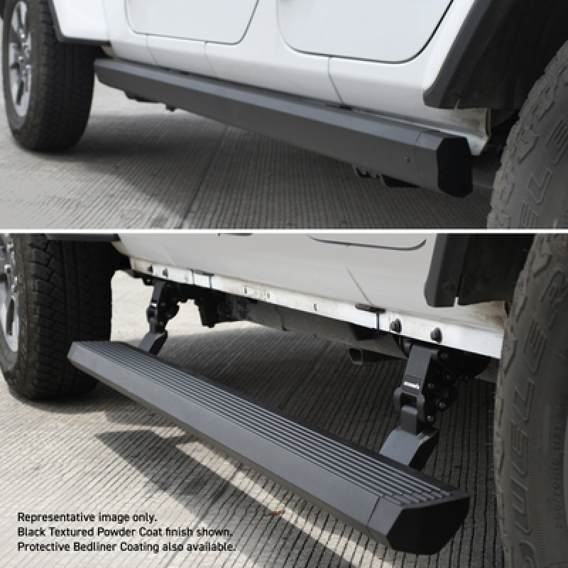 GOR RealTruck VoltStep Running Boards - RealTruck 20-24 Jeep Gladiator CC 4dr VoltStep Electric Running Board Kit (Cut/Drill Req.) - Tex Blk