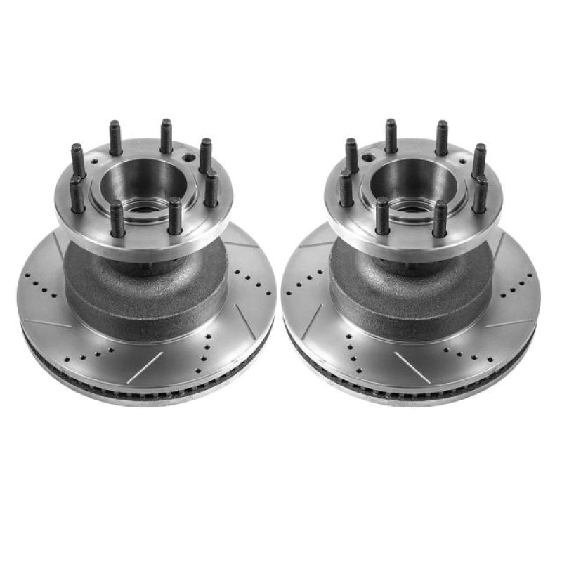 PSB Evolution Drill/Slot Rotor - Power Stop 21-22 Ford E-450 Super Duty Front Drilled & Slotted Rotor - Pair