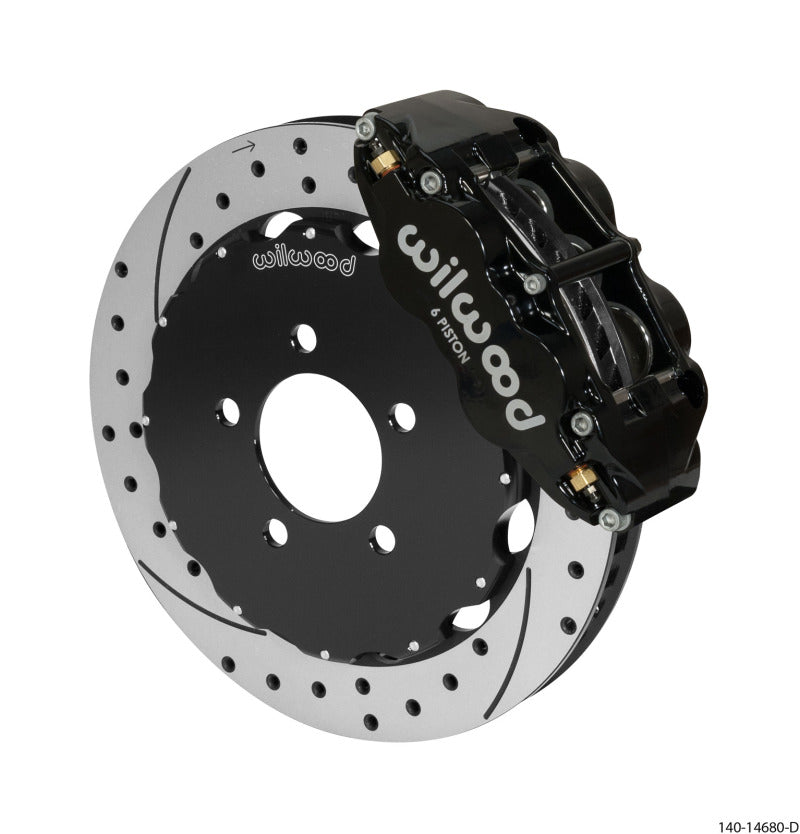 WIL Superlite Brake Kit - Wilwood Narrow Superlite 6R Front Big Brake Kit 12.88in Drilled Black 05-11 Ford Crown Victoria