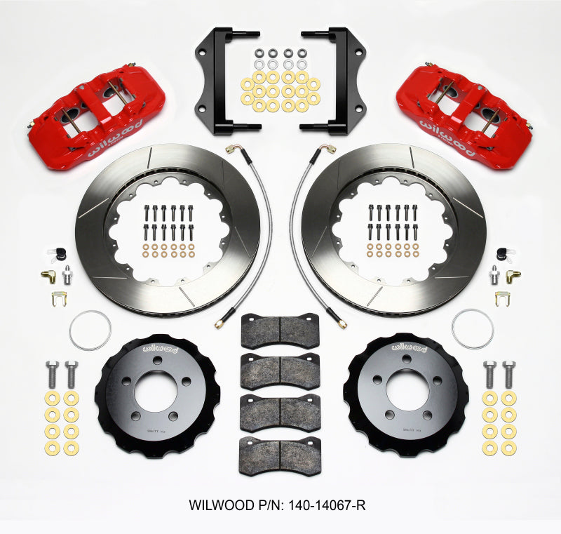 WIL Aero Brake Kit - Wilwood AERO6 Front Hat Kit 14.25 Red 2014-Up Challenger w/Lines