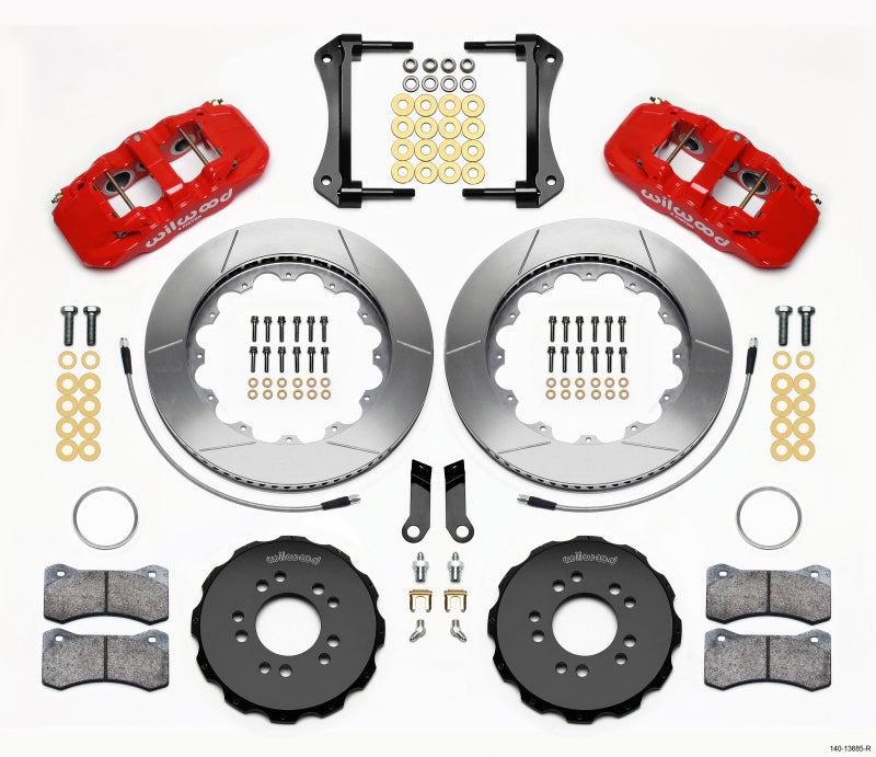 WIL Aero Brake Kit - Wilwood AERO6 Front Hat Kit 14.00 Red 2005-2014 Mustang w/ BMR Suspn. w/Lines