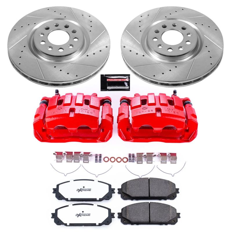 PSB Red Calipers - Power Stop 17-21 Jeep Cherokee Front Z36 Truck & Tow Kit w/Cals