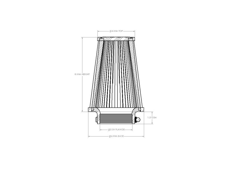 AFE Universal D2 Dura Dry Air Filter - aFe POWER Universal Clamp-On Air Filter w/ D2 Dura-Dry Media - 3-1/2in F x 6in B x 4in T x 8in H