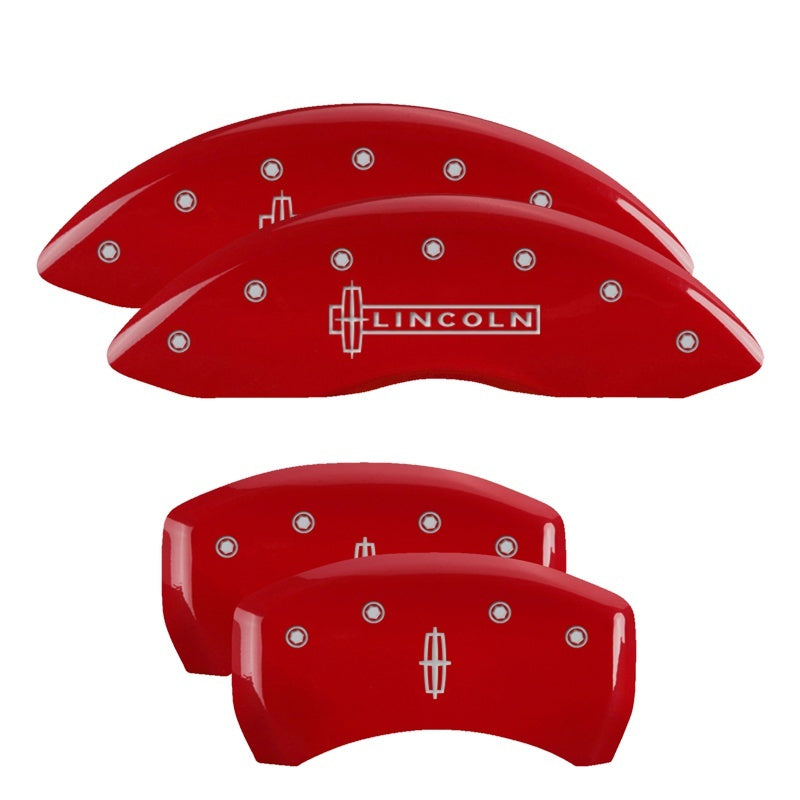 MGP Caliper Covers 4 Logo - MGP 4 Caliper Covers Engraved Front Lincoln Engraved Rear Star logo Red finish silver ch