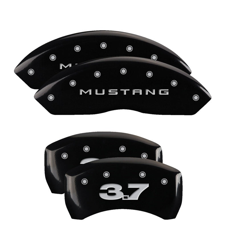 MGP Caliper Covers 4 Logo - MGP 4 Caliper Covers Engraved Front Mustang Engraved Rear 37 Black finish silver ch