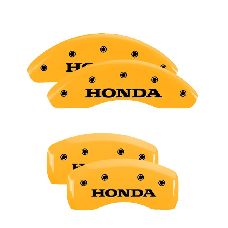 MGP Caliper Covers 4 Logo - MGP 4 Caliper Covers Engraved Front & Rear Honda Yellow finish black ch