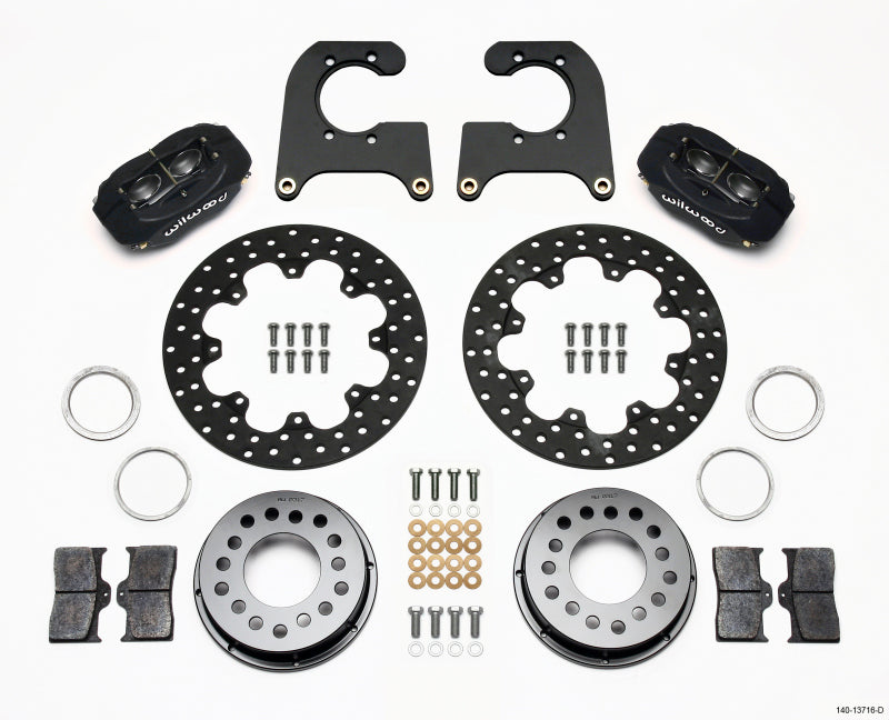 WIL Dynalite Brake Kit - Wilwood Forged Dynalite Rear Drag Kit Drilled Rotor Ford 8.8 Special w/2.50in Offset-5 Lug