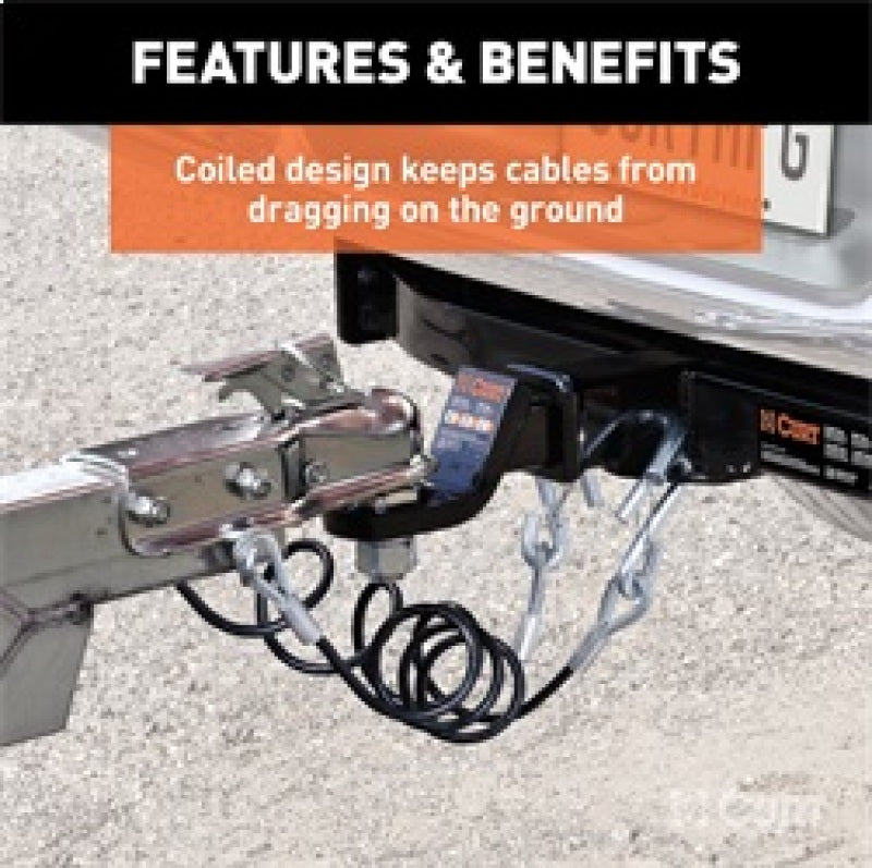 ROK Towing Solutions - RockJock Curt Towing Safety Cable Kit 44 1/2in Long w/ 2 Snap Hooks 5000lbs 2-Pack