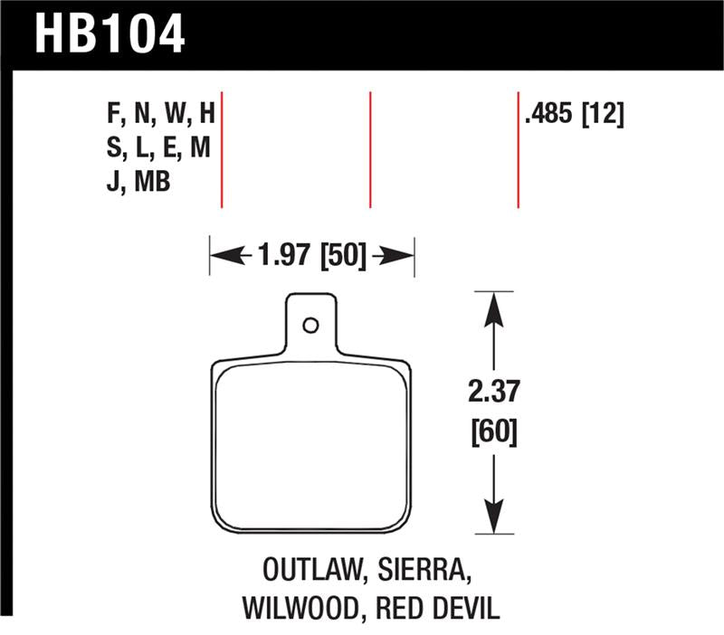 HAWK HP+ Brake Pad Sets - Hawk Sierra/Outlaw/Wilwood HP+ Street Brake Pads