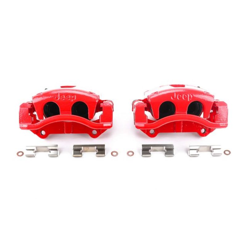 PSB Red Calipers - Power Stop 06-10 Jeep Commander Front Red Calipers w/Brackets - Pair