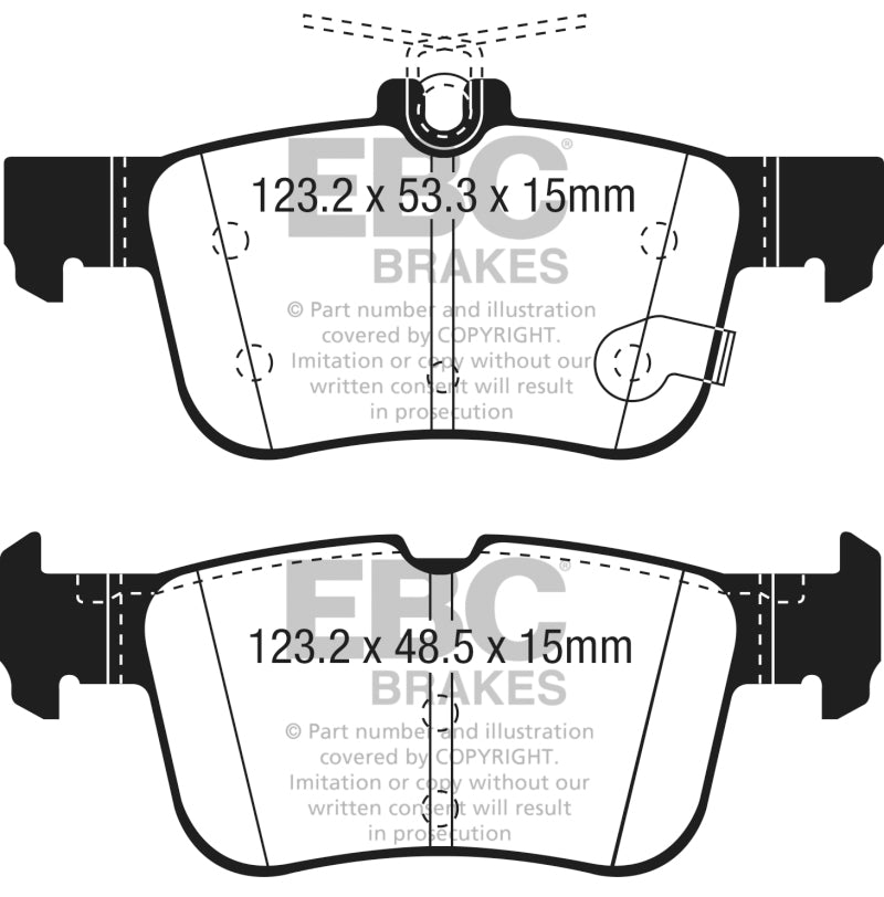 EBC Yellowstuff Brake Pad Sets - EBC 2013+ Lincoln MKZ 2.0L Hybrid Yellowstuff Rear Brake Pads