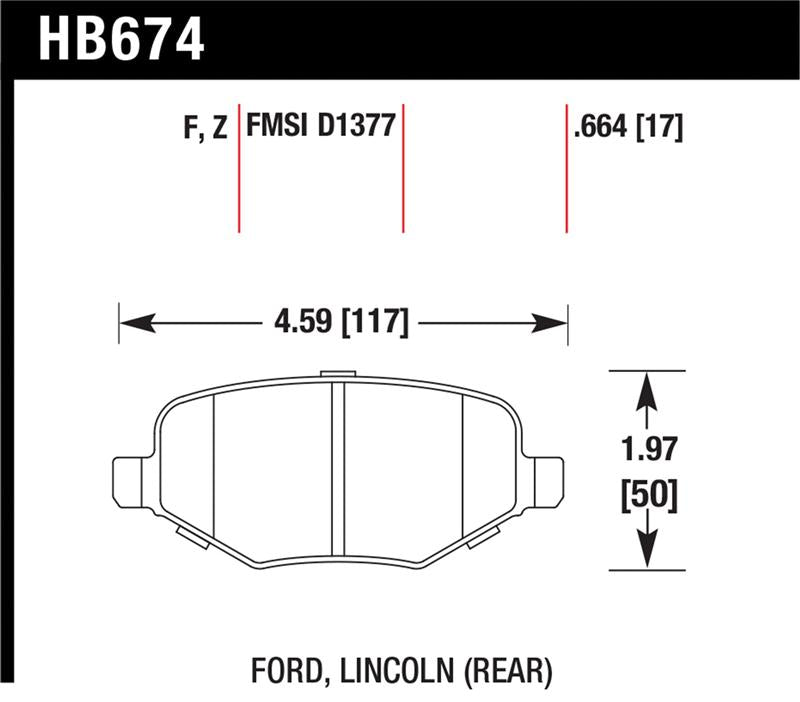 HAWK HPS Brake Pad Sets - Hawk Ford Edge/Explorer/Flex/Taurus/ Lincoln MKS/MKT/MKX HPS Rear Brake Pads