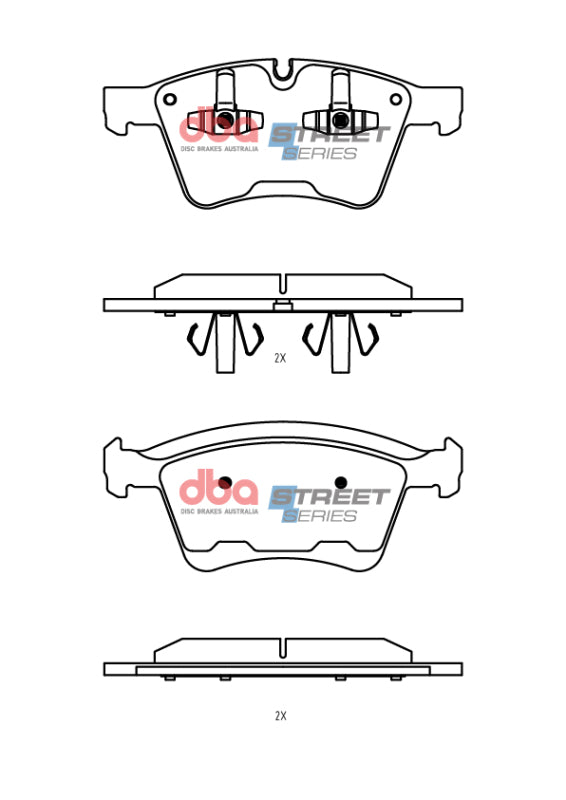 DBA Street Series Brake Pads - DBA 08-13 Mercedes-Benz GL320 (373mm Front Rotor) Front Street Series Brake Pads