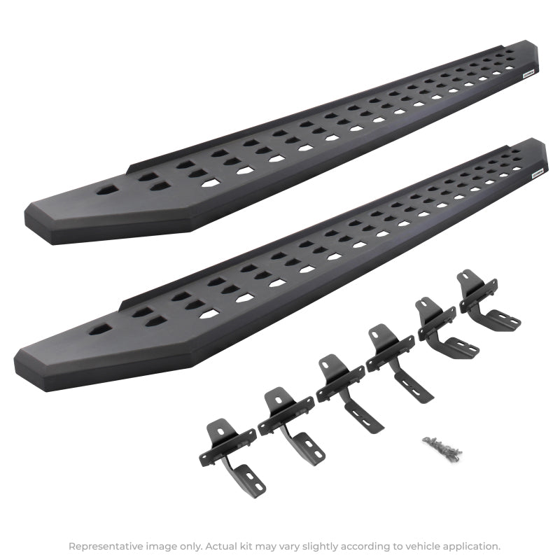 GOR RB20 Boards - Tex Black - Go Rhino 2022 Toyota Tundra Crew Max 4dr RB20 Kit w/RB20 Running Board + Brkts - Tex. Blk
