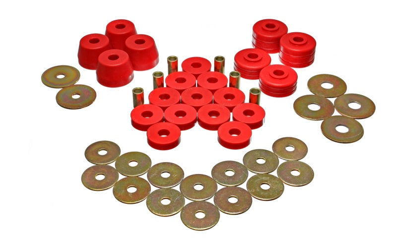 ES Body Mounts - Red - Energy Suspension Body Mount Bushing Sets - Red