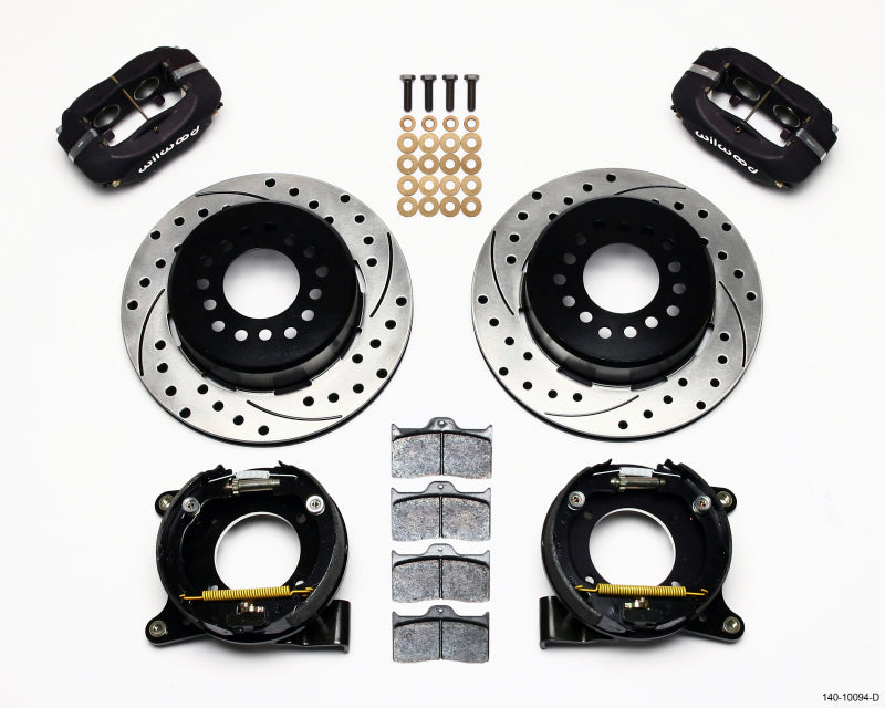 WIL Dynalite Brake Kit - Wilwood Forged Dynalite P/S Park Brake Kit Drilled Chevy C-10 2.42 Offset 5-lug