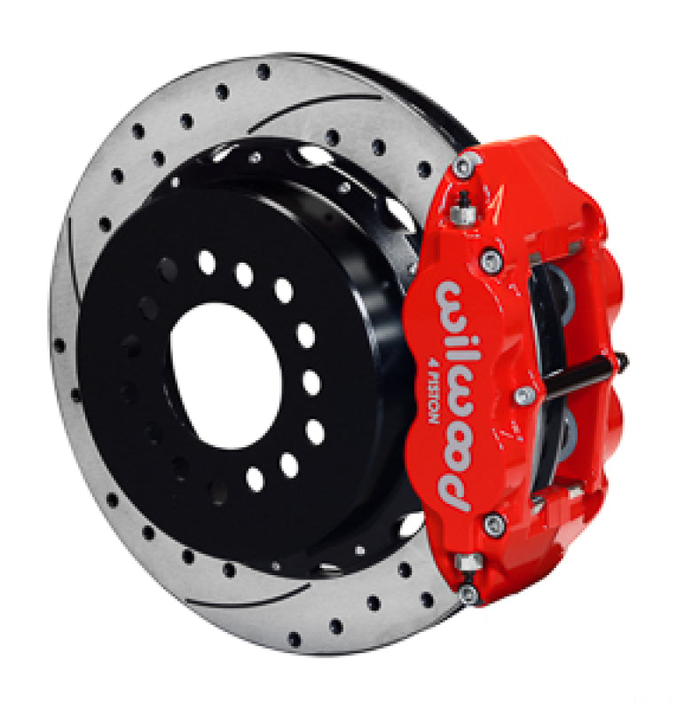 WIL Superlite Brake Kit - Wilwood Narrow Superlite 4R Rear Kit 12.88in Drilled Red G-Body W/ 2.62in Axle Offset
