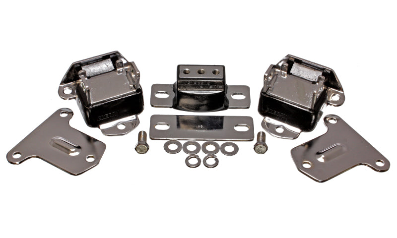 ES Eng/Trans Combo Kit - Black - Energy Suspension 69-71 Camaro / 70-73 Monte Carlo Blk Motor and Transmission Mounts; Chrome Finish