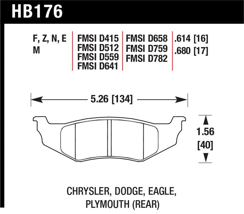 HAWK HPS Brake Pad Sets - Hawk SRT4 HPS Street Rear Brake Pads