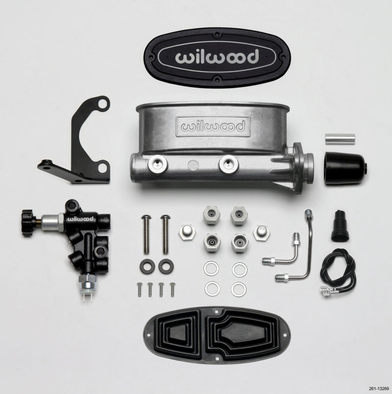 WIL Master Cylinder - Wilwood HV Tandem M/C Kit w L/H Bracket & Prop Valve - 1in Bore