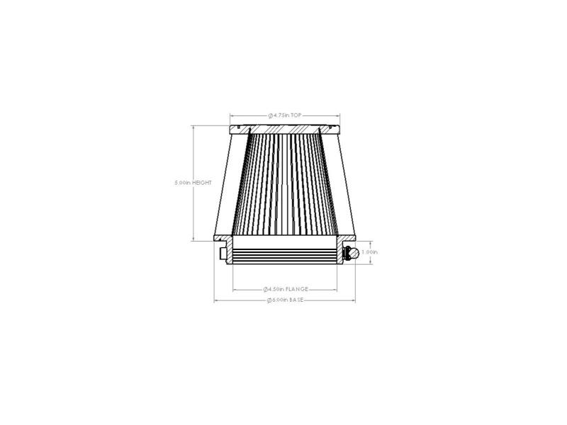 AFE Universal D2 Dura Dry Air Filter - aFe POWER Universal Clamp-On Air Filter w/ D2 Dura-Dry Media - 4.5in F x 6in B x 4.75in T x 5in H
