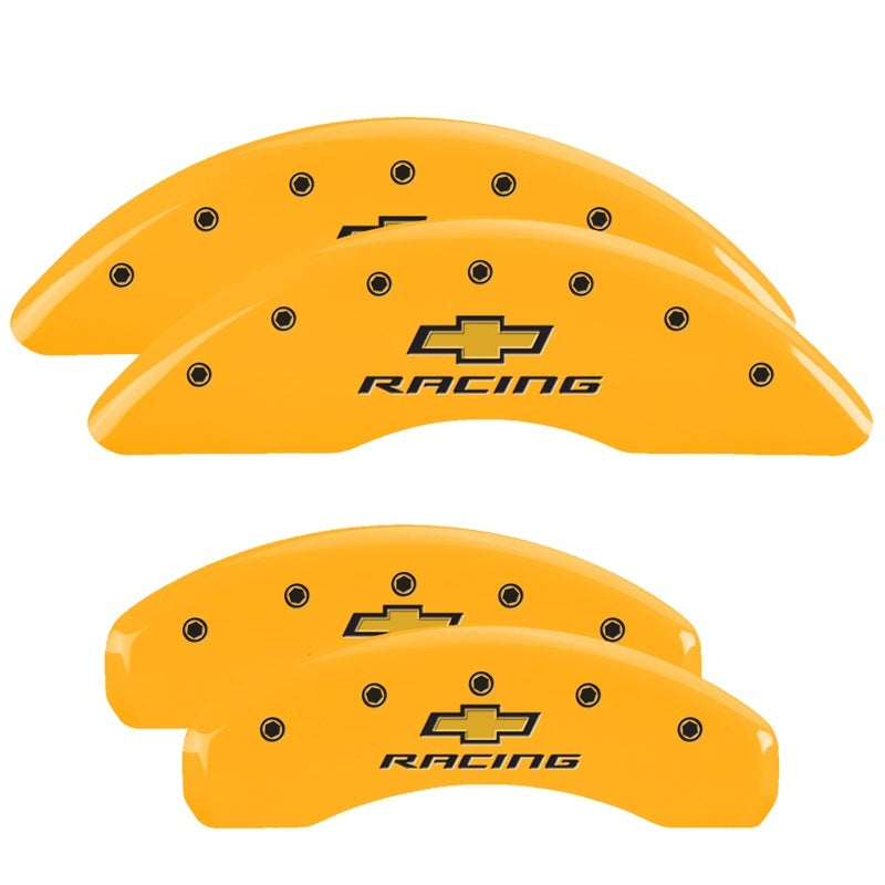 MGP Caliper Covers 4 Logo - MGP 4 Caliper Covers Engraved F & R Chevy Racing Yellow Finish Black Char 2016 Chevrolet Camaro