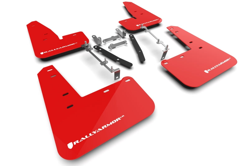 RAL UR Red Flap/Wht Logo - Rally Armor 23-25 Toyota GR Corolla Red UR Mud Flap w/White Logo