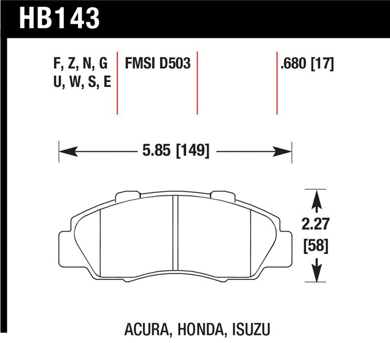 HAWK Blue 9012 Brake Pad Sets - Hawk 97-01 Honda Prelude Blue 9012 Street Front Brake Pads