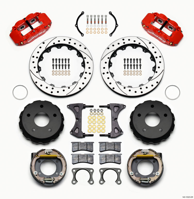 WIL Superlite Brake Kit - Wilwood Narrow Superlite 4R Rear P-Brk Kit 12.88in Drilled Red Big Ford 2.36in Off Bronco 5 x 5.50