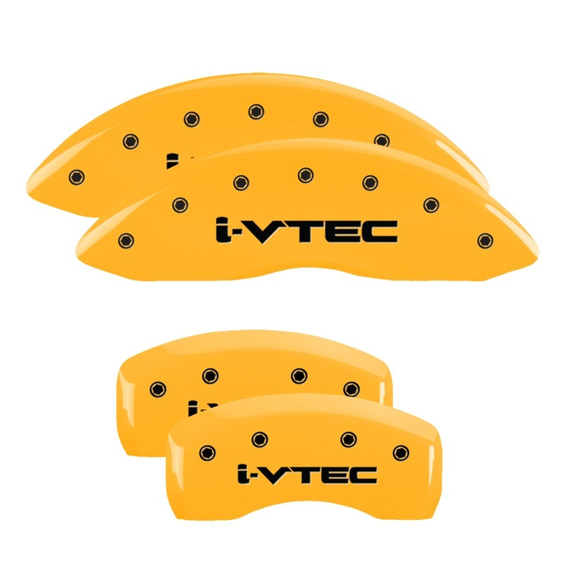 MGP Caliper Covers 4 Logo - MGP 4 Caliper Covers Engraved Front & Rear i-Vtec Yellow finish black ch