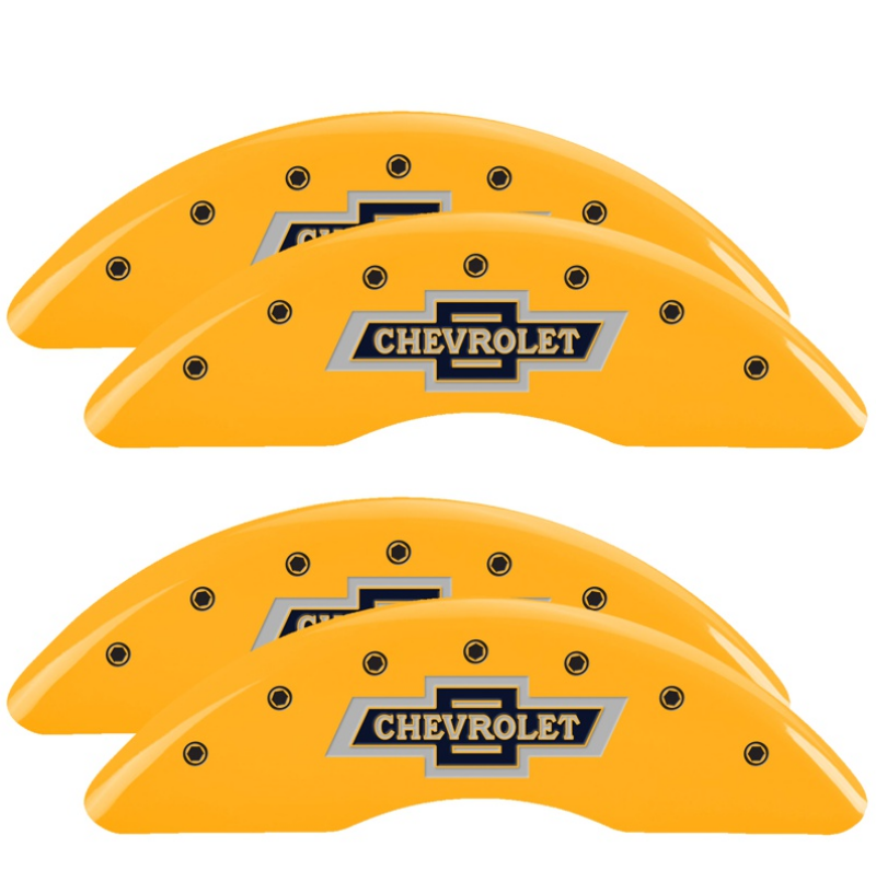 MGP Caliper Covers 4 Logo - MGP 4 Caliper Covers Engraved F & R 100th Anniv Yellow Finish Black Char 2019 Chevy Silverado 2500HD