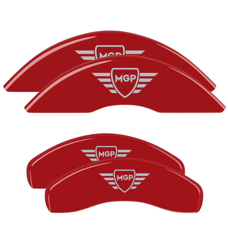 MGP Caliper Covers 4 Standard - MGP 4 Caliper Covers Engraved Front & Rear MGP Red finish silver ch