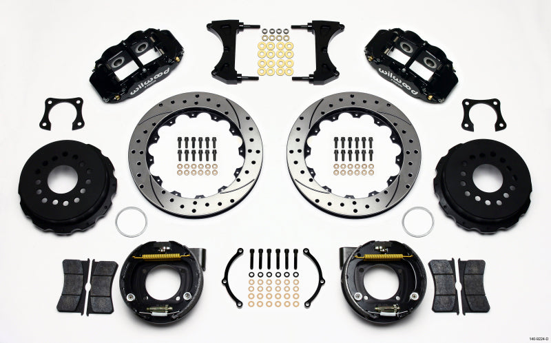 WIL Superlite Brake Kit - Wilwood Narrow Superlite 4R Rear P-Brk Kit 12.88in Drilled 58-64 Olds/Pontiac Ends 2.81in Offset