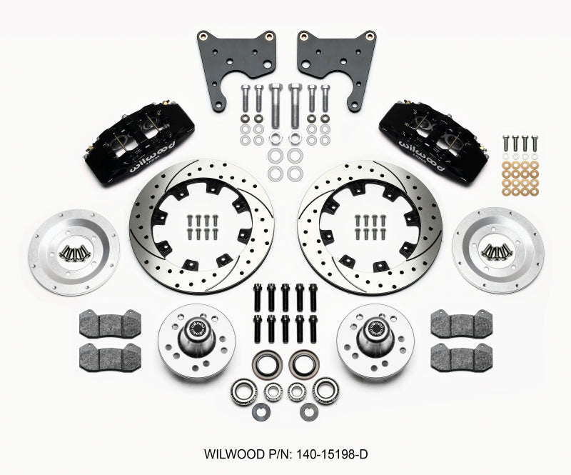 WIL Dynapro Brake Kit - Wilwood Dynapro 6 Front Hub Kit 12.19in Drilled 65-72 CDP C Body -Drum