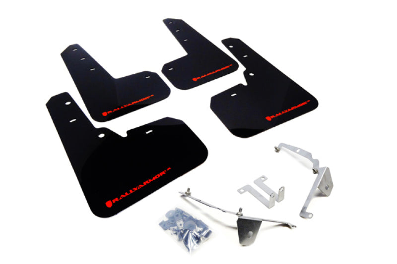 RAL UR Blk Flap/Rd Logo - Rally Armor 13-17 Subaru Crosstrek XV Black UR Mud Flap w/Red Logo