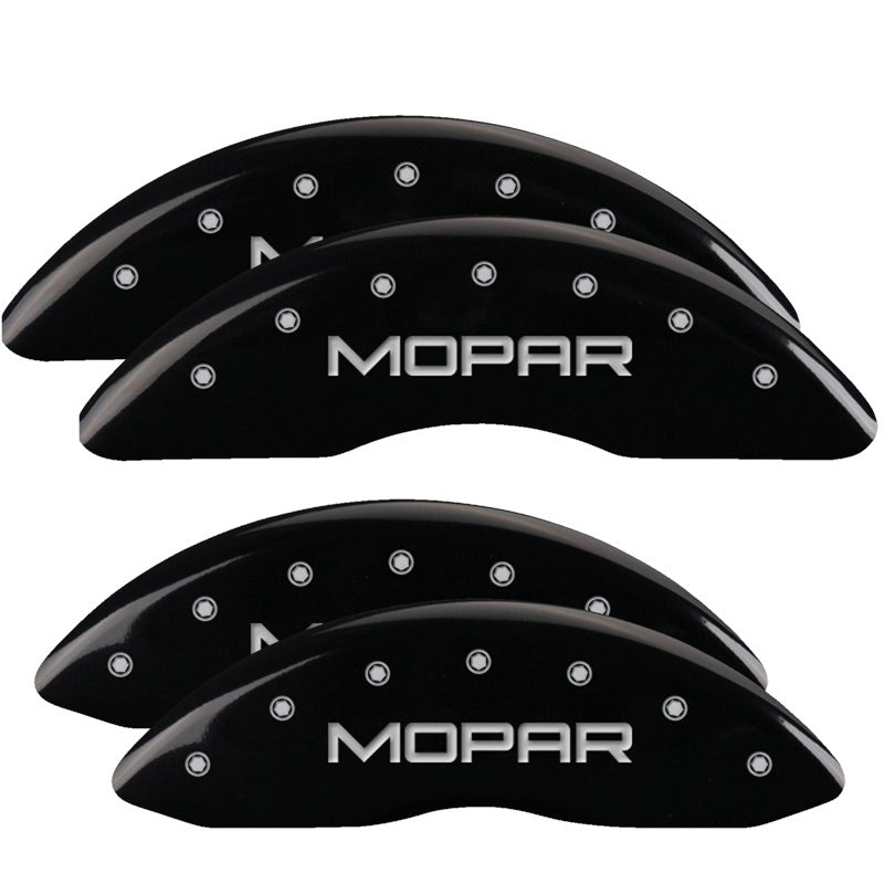 MGP Caliper Covers 4 Logo - MGP 4 Caliper Covers Engraved Front & Rear MOPAR Black finish silver ch