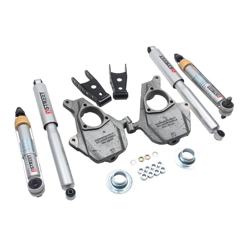 BT Lower Kit w SP Shocks - Belltech LOWERING KIT 16.5-18 Chevy Silverado/Sierra All Cab 2in F / 2or3in R w/ Street Perf Shocks