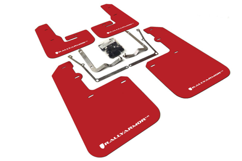 RAL UR Red Flap/Wht Logo - Rally Armor 15-18 VW Jetta Red UR Mud Flap w/White Logo