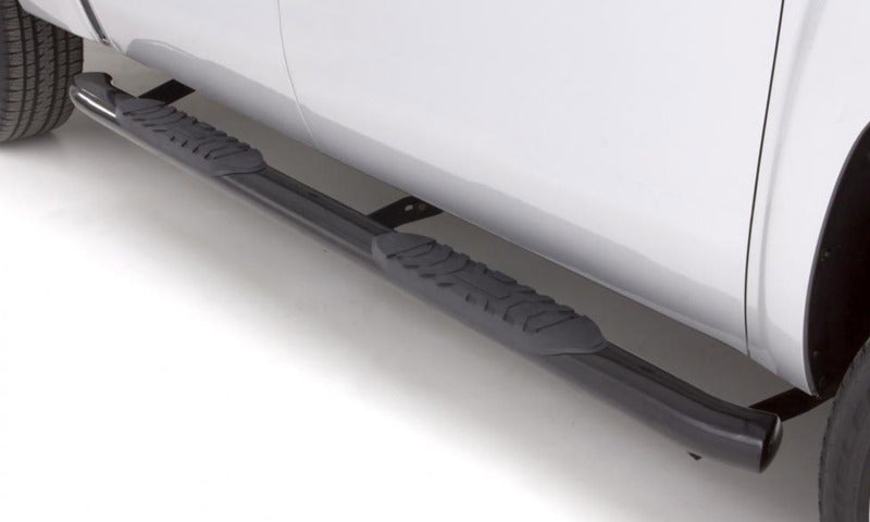 LND Nerf Bars - Black - Lund 03-09 Dodge Ram 2500 Quad Cab 4in. Oval Curved Steel Nerf Bars - Black