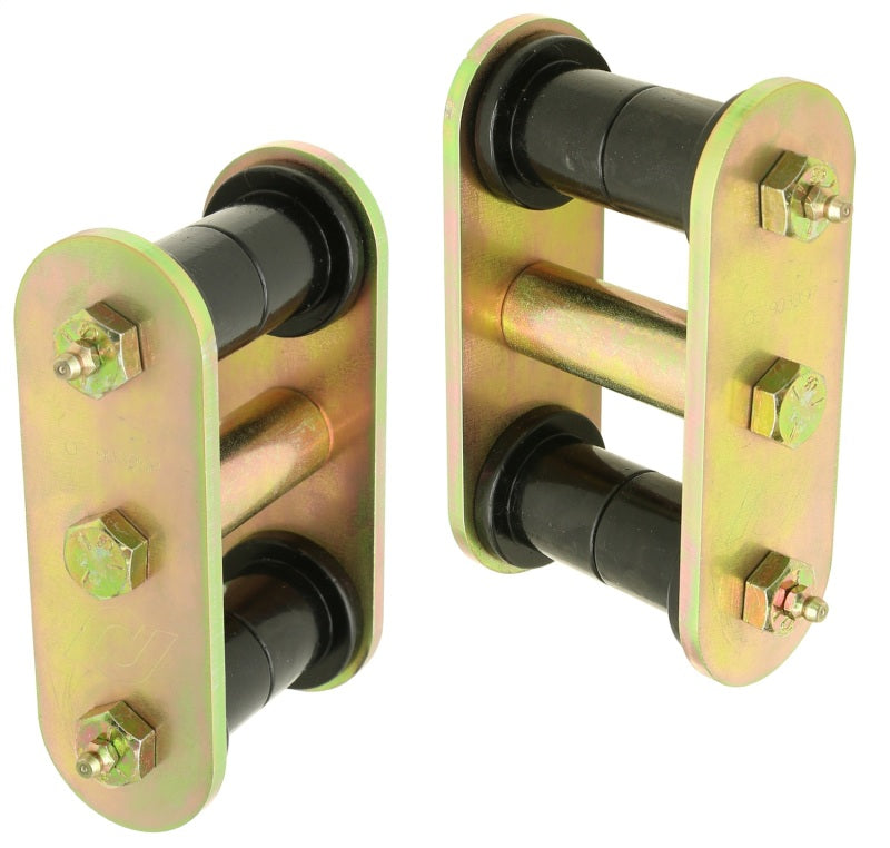 ROK Leafspring Components - RockJock YJ HD Leaf Spring Shackles Front w/ Urethane Bushings HD Greasable Bolts Pair